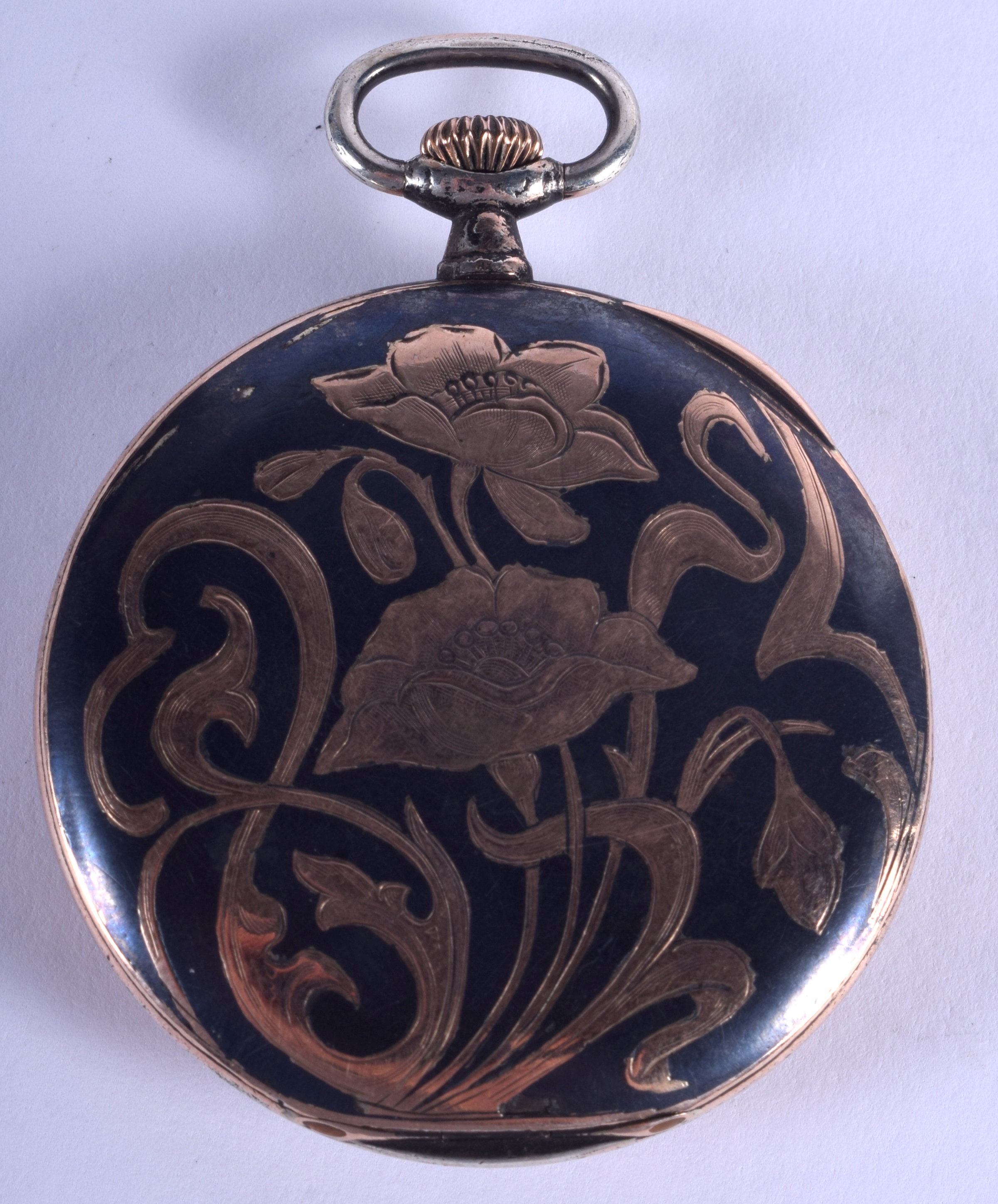 A SILVER NIELLO POCKET WATCH. 4.5 cm wide. - Image 2 of 4