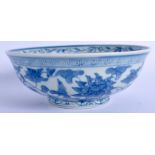 A CHINESE BLUE AND WHITE PORCELAIN BOWL BEARING KANGXI MARKS. 17.5 cm wide.