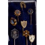 EIGHT ANTIQUE TIE PINS. (8)