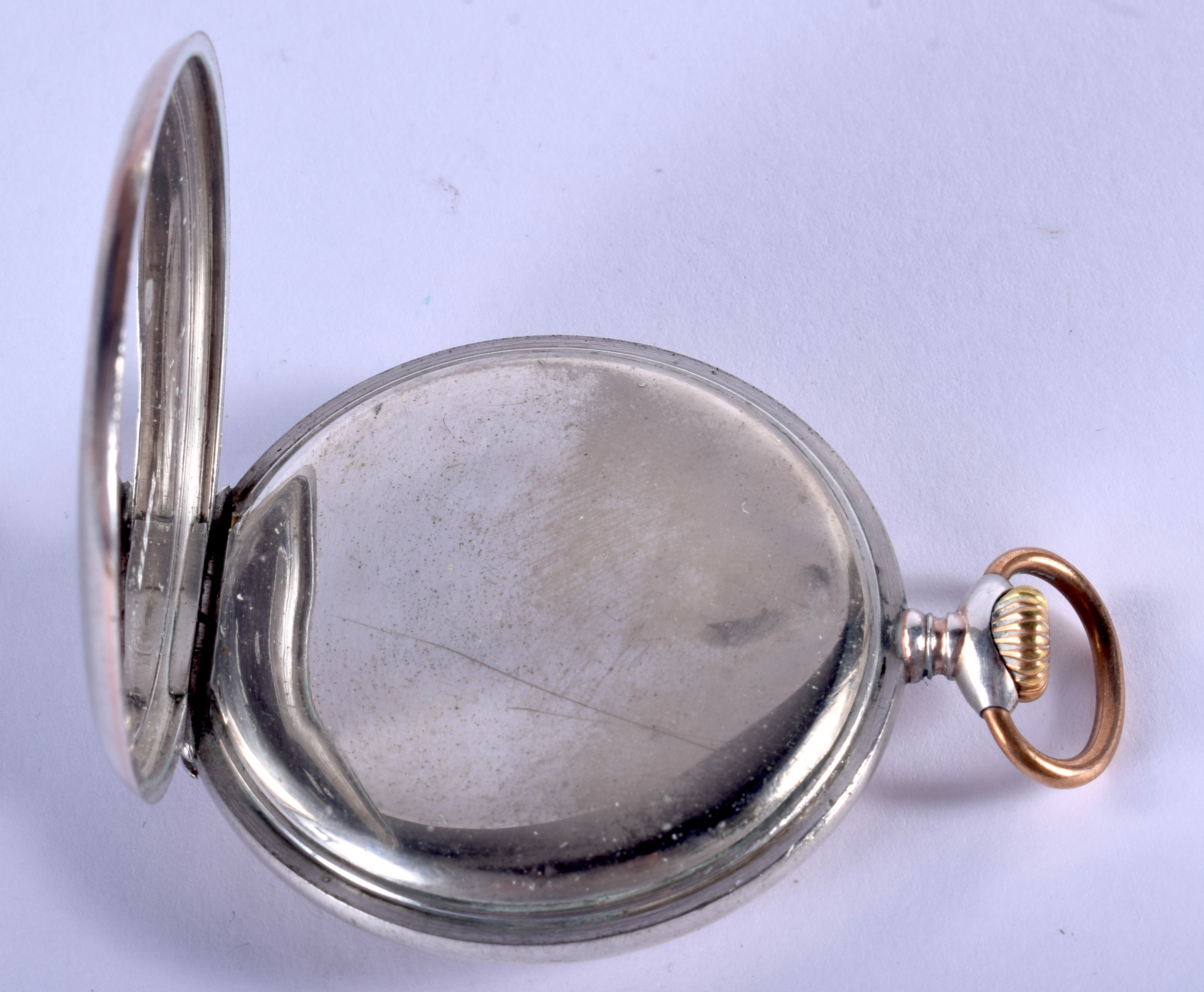 A SILVER VIKING POCKET WATCH. 4.25 cm wide. - Image 3 of 4
