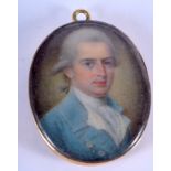 A GEORGE III PAINTED IVORY MINIATURE. 3 cm x 3.75 cm.