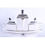 AN ART DECO STYLE SILVER PLATED TEASET. 38 cm x 23 cm.