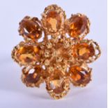 A VINTAGE 18CT GOLD FANCY CITRINE RING. 8.8 grams. L.