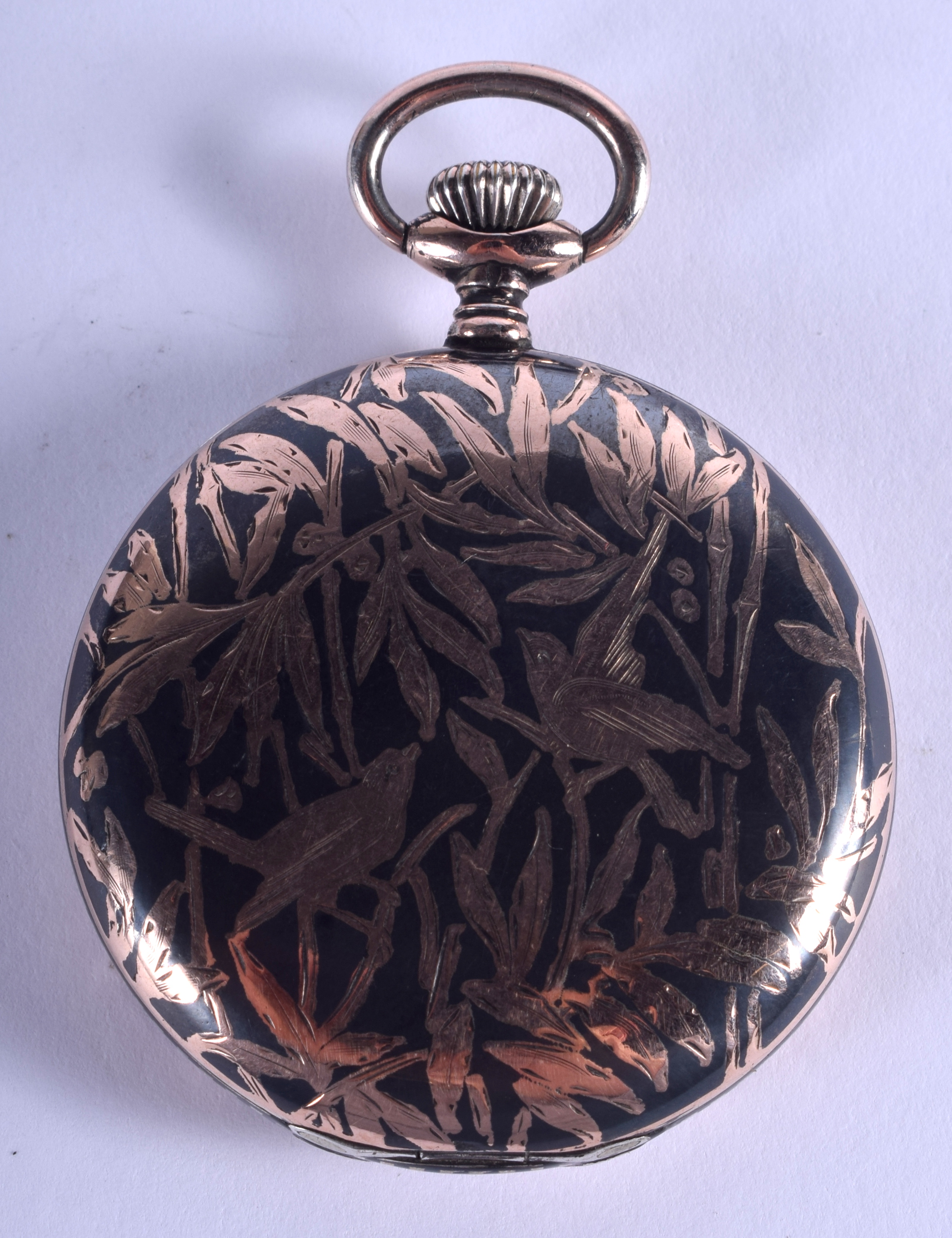 A SILVER NIELLO POCKET WATCH. 4.5 cm wide. - Image 2 of 5