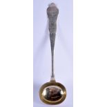 AN EARLY 19TH CENTURY CONTINENTAL SILVER LADLE. 10.2 oz. 36 cm long.