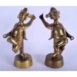 A PAIR OF CHINESE BRONZE DANCERS. 16.5 cm high. (2)