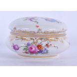 A DRESDEN PORCELAIN BOX AND COVER, decorated with foliage. 9.5 cm wide.