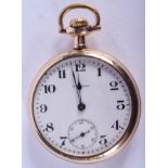 A GOLD PLATED WALTHAM POCKET WATCH. 4.25 cm wide.