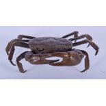 A JAPANESE BRONZE OKIMONO IN THE FORM OF A CRAB. 10.5 cm wide.