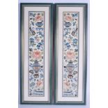 A PAIR OF EARLY 20TH CENTURY CHIINESE SILK SLEEVES. Silk 48 cm x 8 cm.