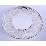 A JAPANESE MEIJI PERIOD SILVER BAMBOO OPENWORK DISH. 14.7 oz. 28 cm wide.