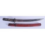 A FINE 19TH CENTURY JAPANESE MEIJI PERIOD BRONZE SAMURAI SWORD with ray skin handle and gold inlaid