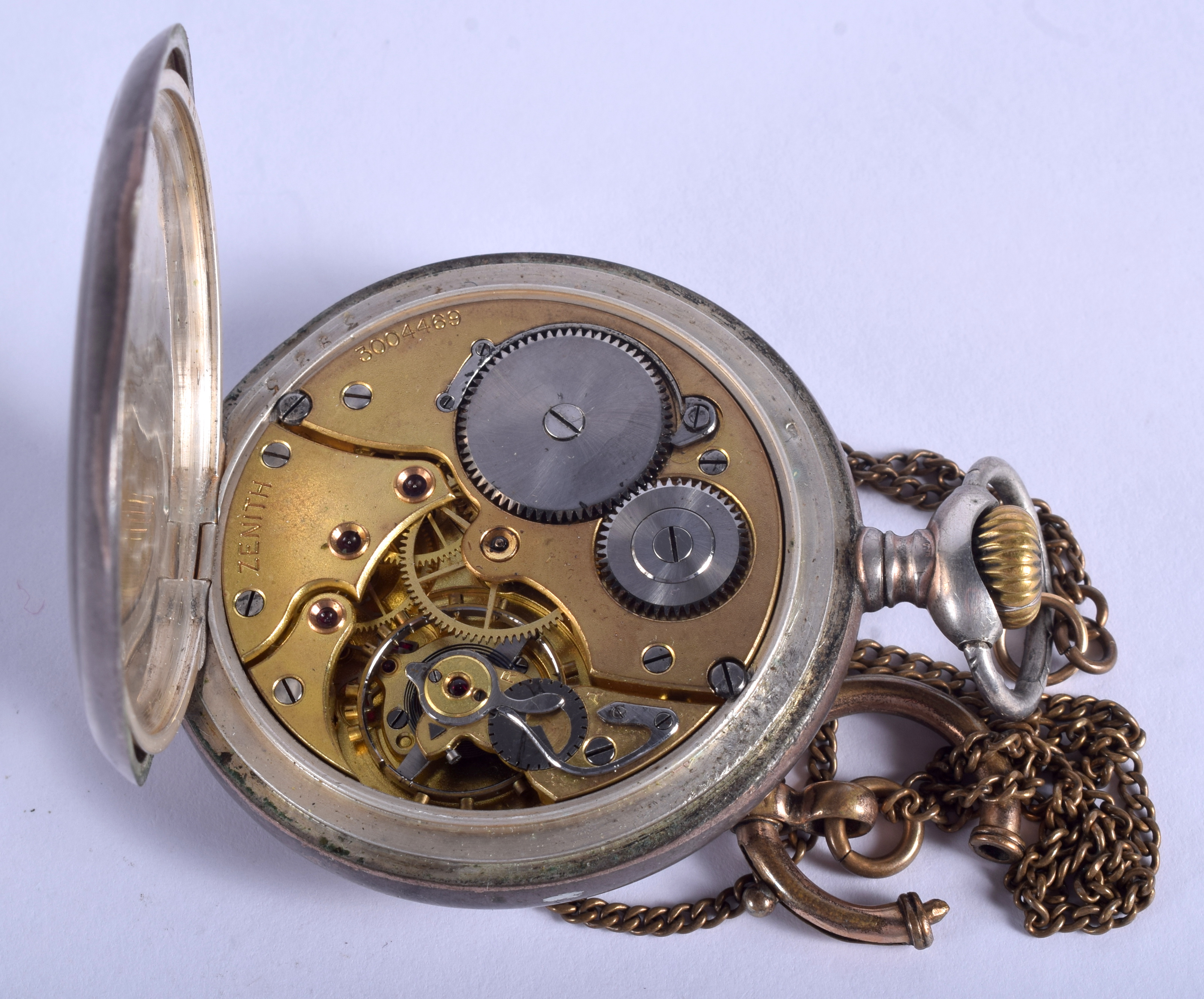 A SILVER ZENITH POCKET WATCH. 4.75 cm wide. - Image 4 of 4