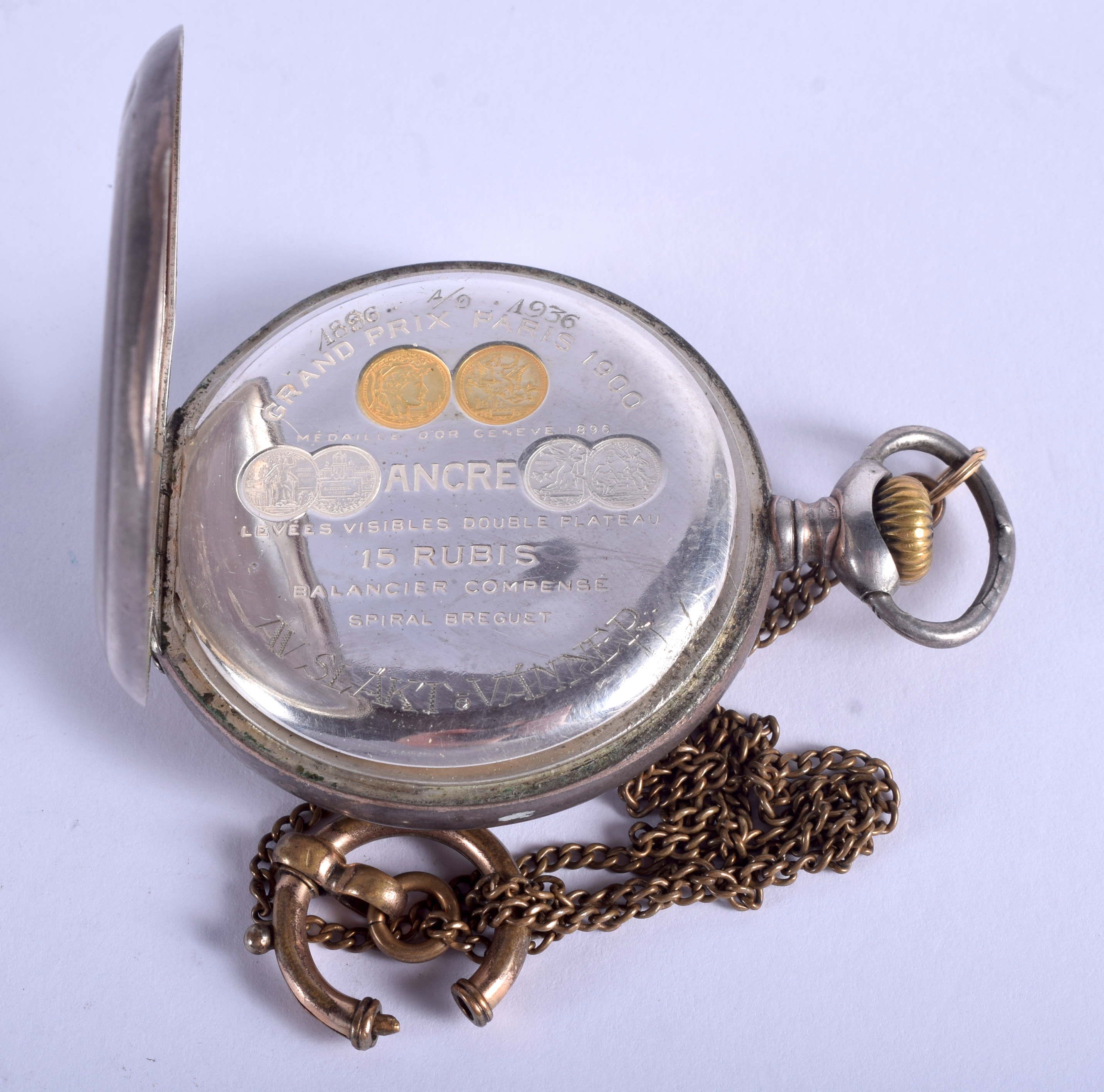 A SILVER ZENITH POCKET WATCH. 4.75 cm wide. - Image 3 of 4