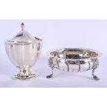 AN ANTIQUE SILVER VASE SHAPED TEA CADDY together with a Victorian silver bowl. 11.3 oz. (2)