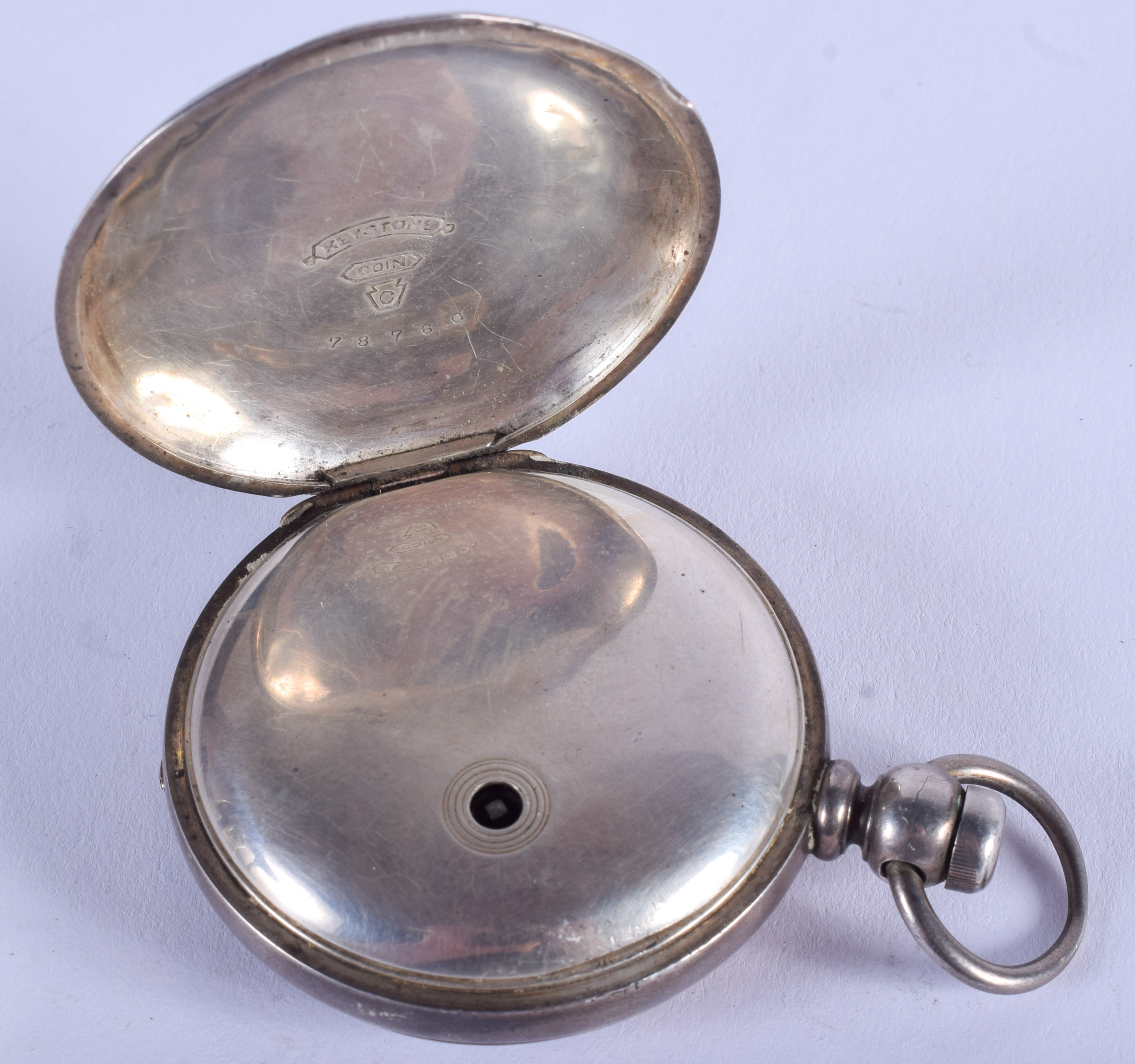 AN ANTIQUE ELGIN POCKET WATCH. 5.5 cm wide. - Image 4 of 5