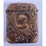 A BRASS VESTA CASE. 3.5 cm x 5 cm.