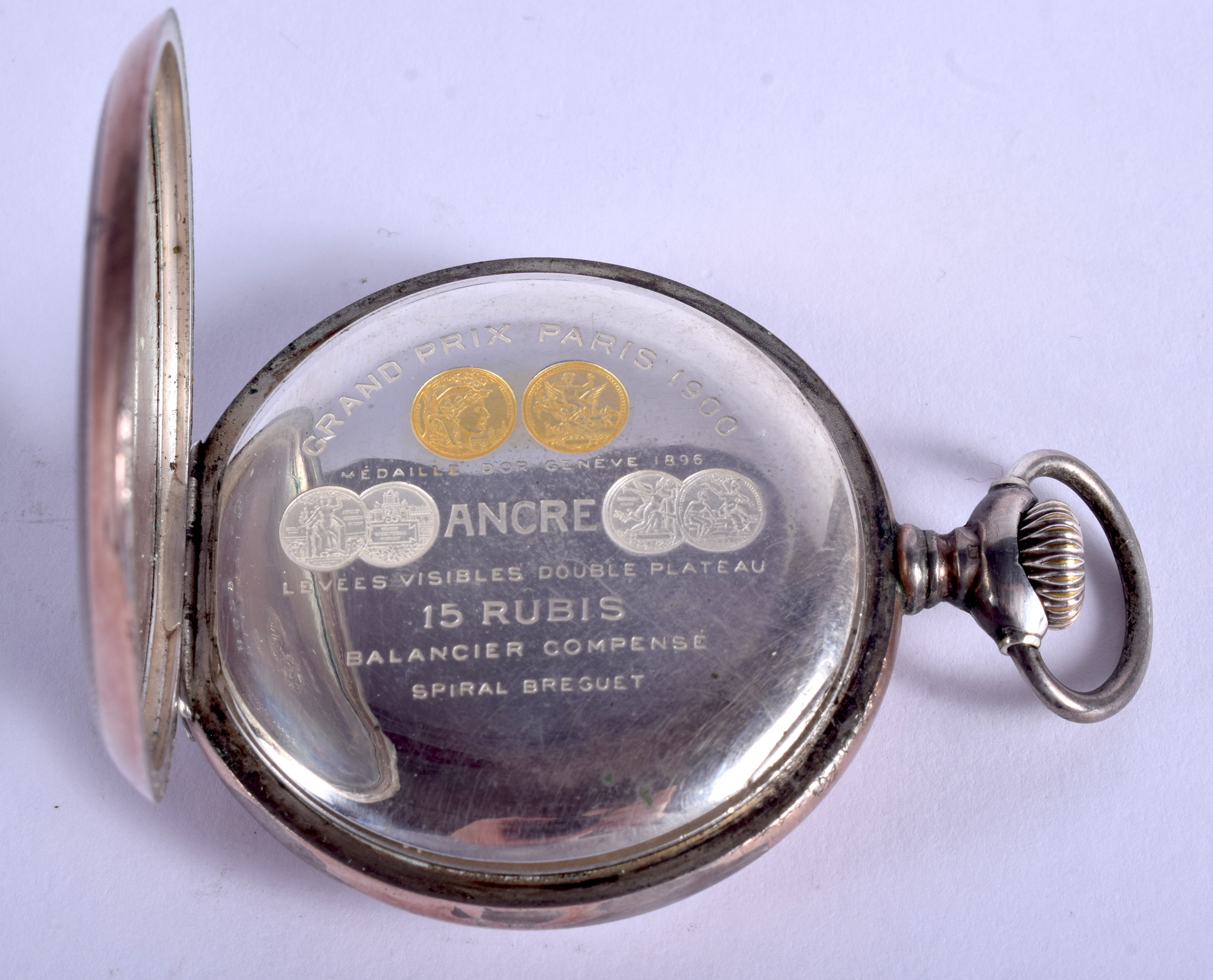 A SILVER ZENITH POCKET WATCH. 4.75 cm wide. - Image 3 of 4