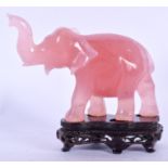 A CHINESE ROSE QUARTZ FIGURE OF AN ELEPHANT. 15 cm wide.