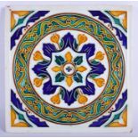 AN ANTIQUE PICKMAN SEVILLA MAJOLICA TILE. 25 cm square.