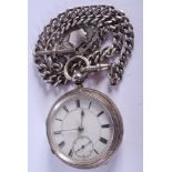 AN ANTIQUE SILVER POCKET WATCH. 5 cm wide.