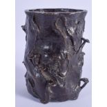 A 19TH CENTURY JAPANESE MEIJI PERIOD CARVED BRONZE VASE of naturalistic form. 13 cm x 8 cm.