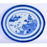 A LARGHE 18TH CENTURY CHINESE BLUE AND WHITE MEAT PLATTER Qianlong. 48 cm x 38 cm.