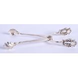 A STYLISH PAIR OF SILVER GEORG JENSEN SILVER SUGAR NIPS. 2.4 oz. 13 cm long.