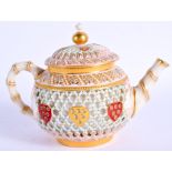 A FINE 19TH CENTURY ROYAL WORCESTER AESTHETIC MOVEMENT TEAPOT AND COVER Attributed to George Owen. 1