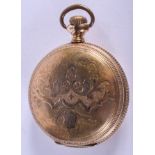 AN ANTIQUE ELGIN WATCH COMPANY YELLOW METAL FULL HUNTER POCKET WATCH. 5 cm wide.