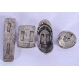 FOUR CHINESE WHITE METAL INGOTS. 780 grams. (4)