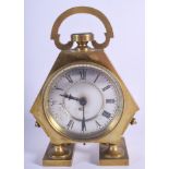 AN ANTIQUE INDUSTRIAL STYLE BRONZE CLOCK inset with a compass and silvered dial. 21 cm x 13 cm.