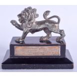A LOVELY ENGLISH SILVER PRESENTATION LION. London 1975. 9.9 oz overall. 11 cm x 11 cm.