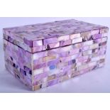 A RECTANGULAR MOTHER OF PEARL BOX. 10.5 cm x 21 cm.