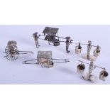 ASSORTED CHINESE SILVER CRUET CARTS. (qty)