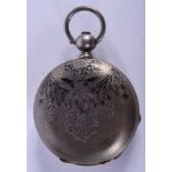 A RARE ANTIQUE ENNAMELLED NIELLO EAGLE POCKET WATCH. 3.75 cm wide.