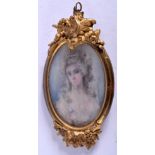 AN ANTIQUE PORTRAIT MINIATURE. 4 cm x 7.5 cm.