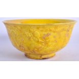 A CHINESE YELLOW GLAZED PORCELAIN BOWL. 15.5 cm wide.