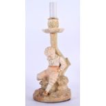 A ROYAL WOCESTER PORCELAIN FIGURAL LAMP, formed as a sleeping boy. Total 27 cm high.