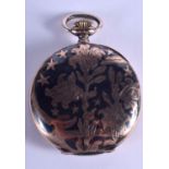 A SILVER NIELLO POCKET WATCH. 4.5 cm wide.