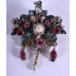 AN ANTIQUE AUSTRO HUNGARIAN SILVER AND ENAMEL BAROQUE PENDANT. 19.4 grams. 4 cm x 4.25 cm.