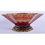 A RARE ART DECO ROUGE ROYALE TYPE CROWN DEVON LUSTRE BUTTERFLY BOWL. 27 cm wide.