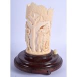 AN EARLY 20TH CENTUIRY INDIAN IVORY VASE, converted to a lamp. 18 cm high.