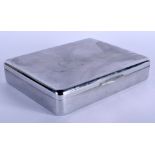 AN ART DECO CHROME BOX containing a coral necklace, opals etc. (qty)