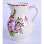 AN 18TH CENTURY LOWESTOFT SPARROW BEAK JUG painted with chains of leaves and flowers. 7.75 cm high.