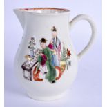 AN 18TH CENTURY WORCESTER SPARROW BEAK JUG painted with a Chinese family. 9.25 cm high.