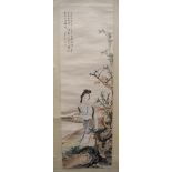 TWO GOOD 19TH CENTURY CHINESE INKWORK SCROLLS one depicting buddhistic figures, the other depicting