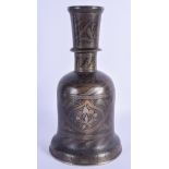 A 19TH CENTURY MIDDLE EASTERN INDIAN BRONZE HUKKA PIPE BASE decorated with scrolls and foliage. 24 c
