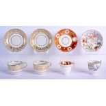 ASSORTED 19TH CENTURY CHAMBERLAINS TWO QUAIL LONDON SHAPED COFFEE CUPS AND SAUCERS with other patter