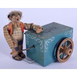 A RARE 1950S WIND UP AUTOMATON TIN PLATE TOY Attributed to Steiff. 11 cm wide.